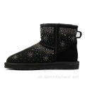 Luxus -Strass -Stiefel echter Schaffellstiefel